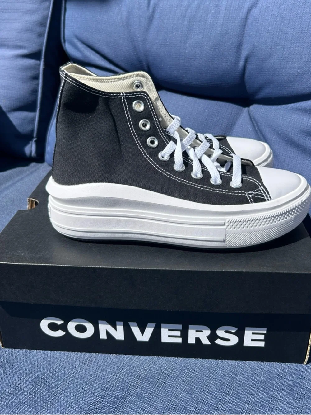Converse Chuck Taylor All Star CTAS Move HI Platform Black White Women’s 7 - Picture 2 of 8